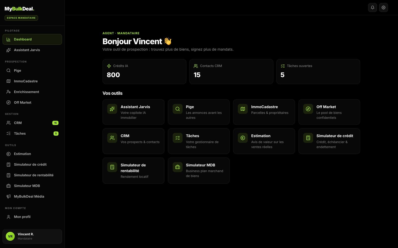 Mandataire — Dashboard